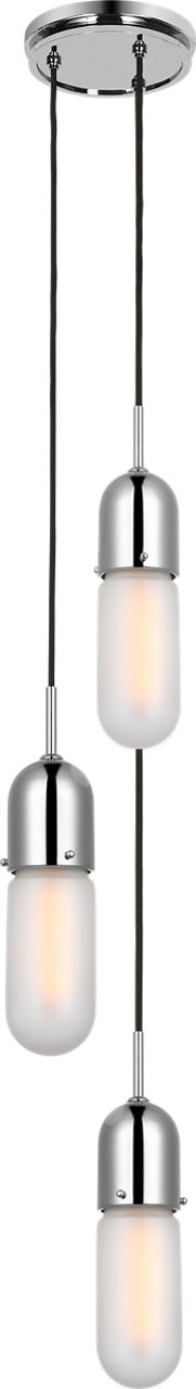 Junio 3-Light Pendant in Polished Nickel with Frosted Glass