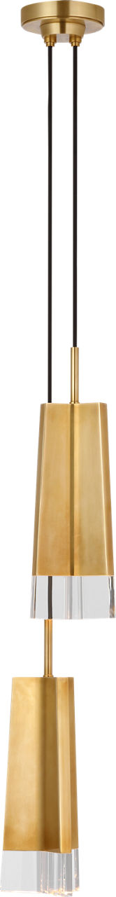 Matcha 2 Light Pendant in Hand-Rubbed Antique Brass with Clear Glass