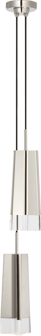 Matcha 2 Light Pendant in Polished Nickel with Clear Glass