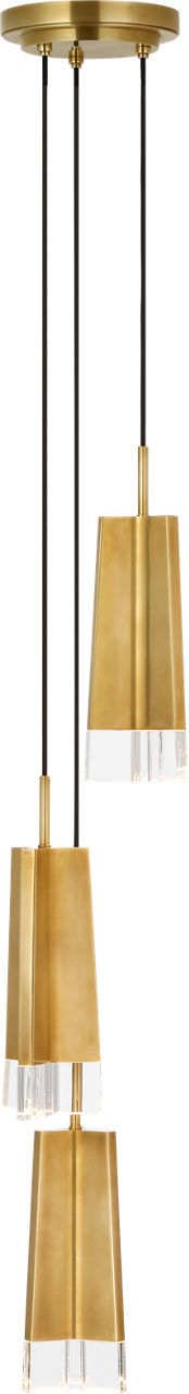 Matcha 3 Light Pendant in Hand-Rubbed Antique Brass with Clear Glass