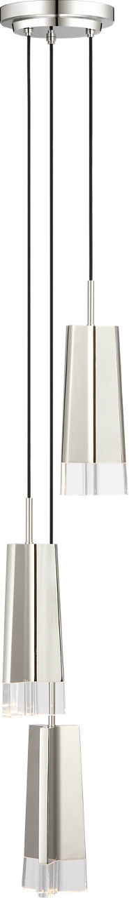 Matcha 3 Light Pendant in Polished Nickel with Clear Glass