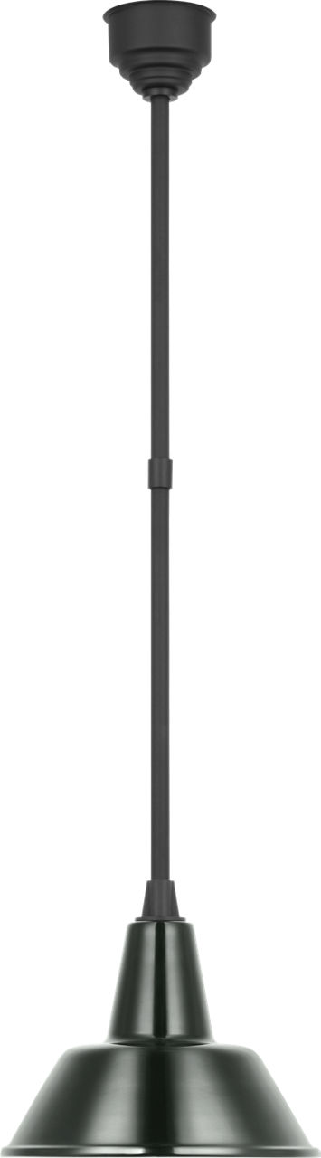 Academy Pendant in Matte Black with 12.5" Green Bowers Shade