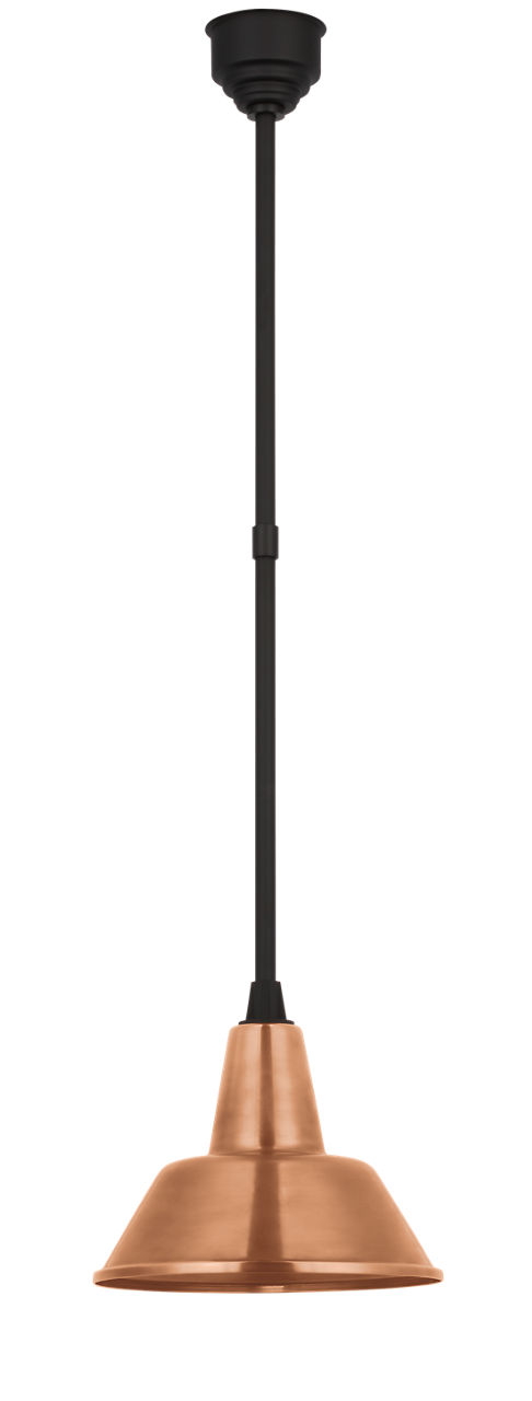 Academy Pendant in Matte Black with 12.5" Soft Copper Bowers Shade