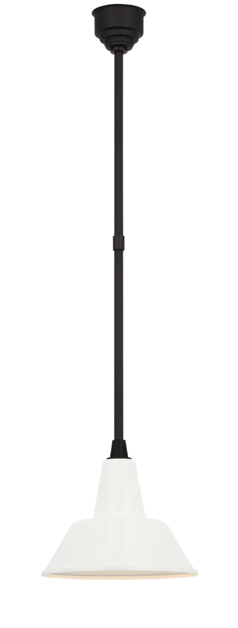 Academy Pendant in Matte Black with 12.5" White Bowers Shade