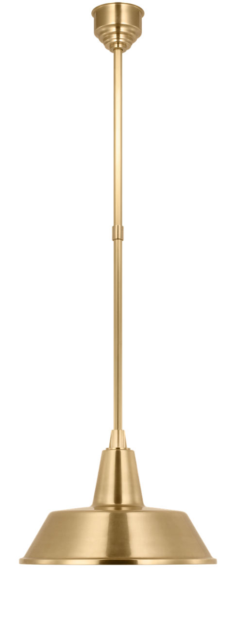 Academy Pendant in Hand-Rubbed Antique Brass with 16" Bowers Shade