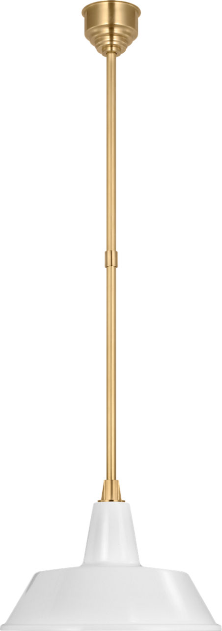 Academy Pendant in Hand-Rubbed Antique Brass with 16" White Bowers Shade