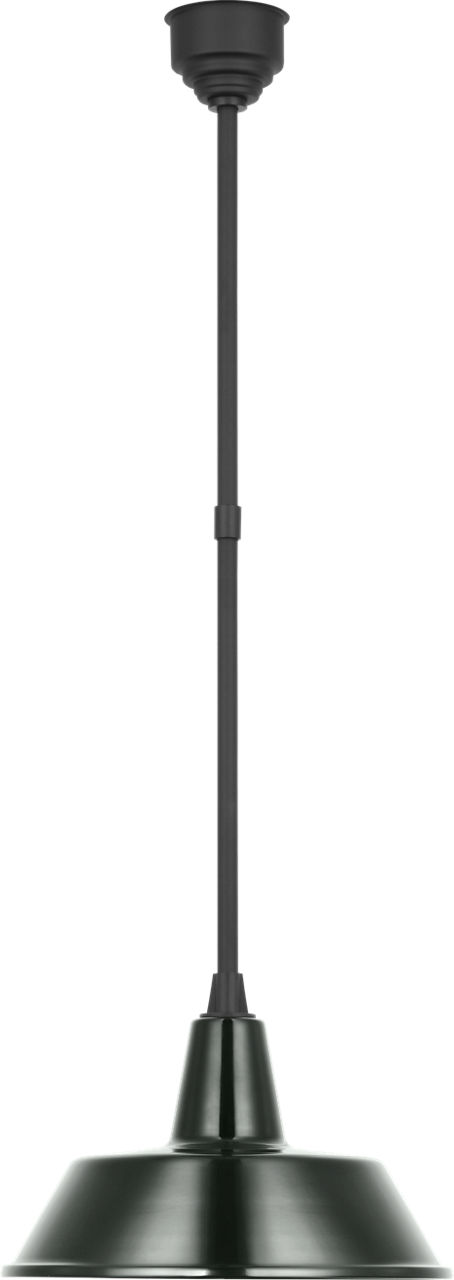 Academy Pendant in Matte Black with 16" Green Bowers Shade