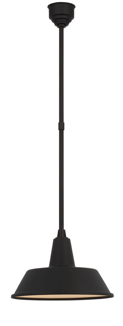 Academy Pendant in Matte Black with 16" Bowers Shade