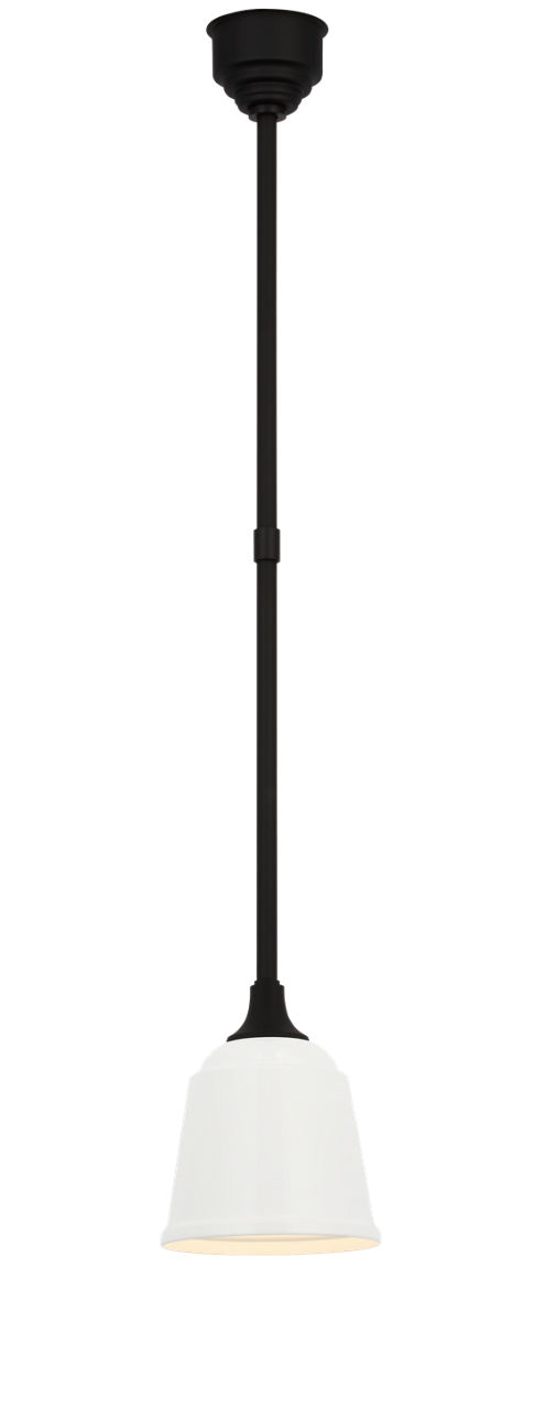 Academy Pendant in Matte Black with 8" White Rockhouse Shade