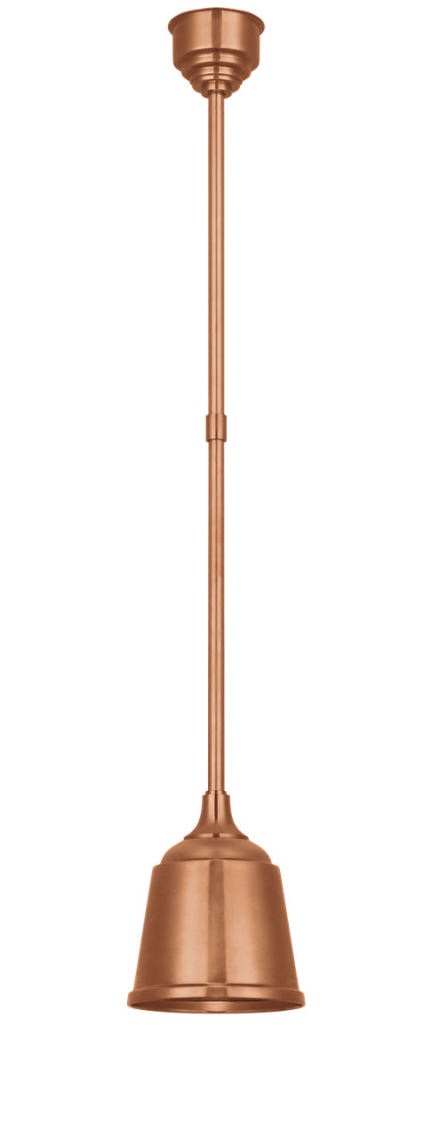 Academy Pendant in Soft Copper with 8" Rockhouse Shade