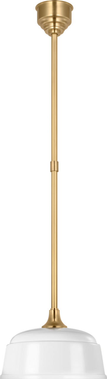 Academy Pendant in Hand-Rubbed Antique Brass with 12.5" White Rockhouse Shade