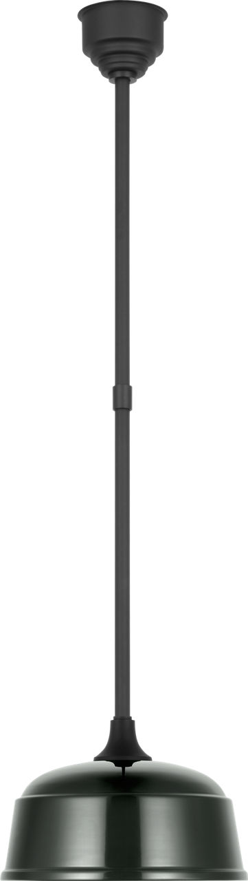 Academy Pendant in Matte Black with 12.5" Green Rockhouse Shade