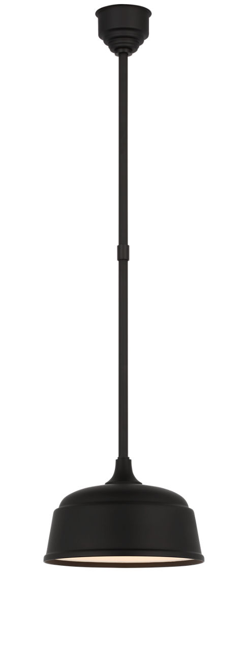 Academy Pendant in Matte Black with 12.5" Rockhouse Shade
