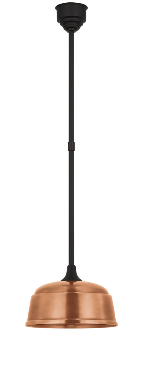 Academy Pendant in Matte Black with 12.5" Soft Copper Rockhouse Shade