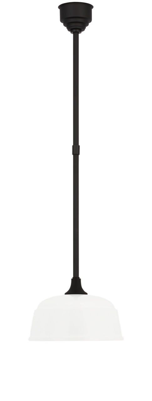 Academy Pendant in Matte Black with 12.5" White Rockhouse Shade