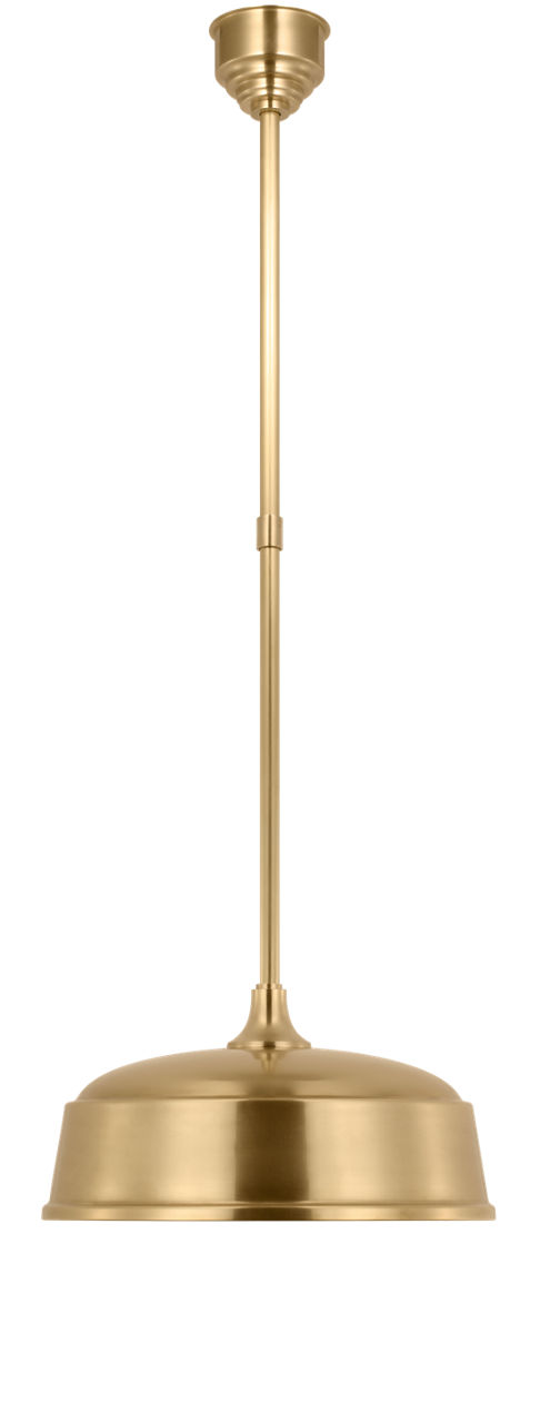 Academy Pendant in Hand-Rubbed Antique Brass with 16" Rockhouse Shade