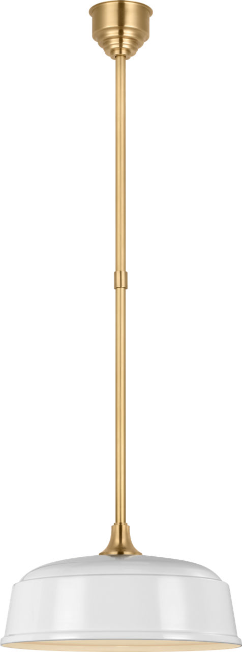 Academy Pendant in Hand-Rubbed Antique Brass with 16" White Rockhouse Shade