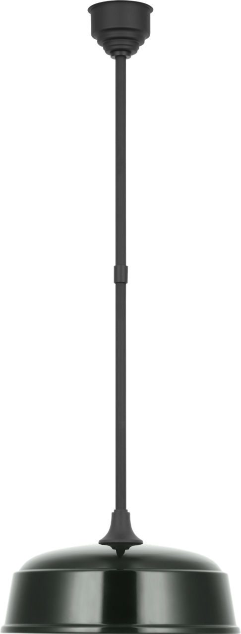 Academy Pendant in Matte Black with 16" Green Rockhouse Shade