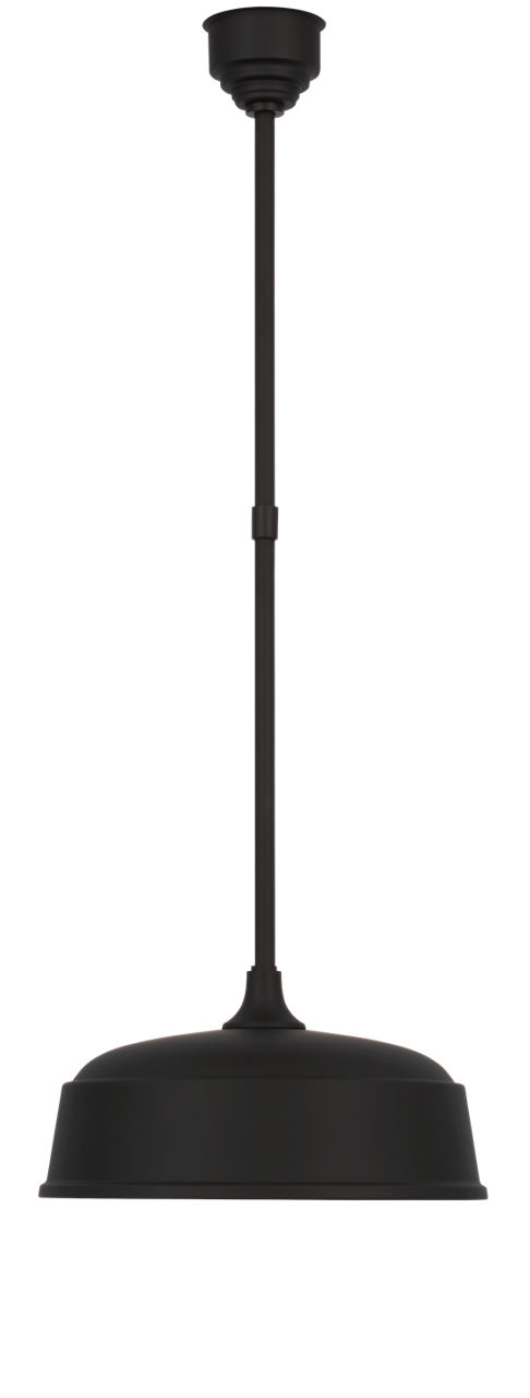 Academy Pendant in Matte Black with 16" Rockhouse Shade