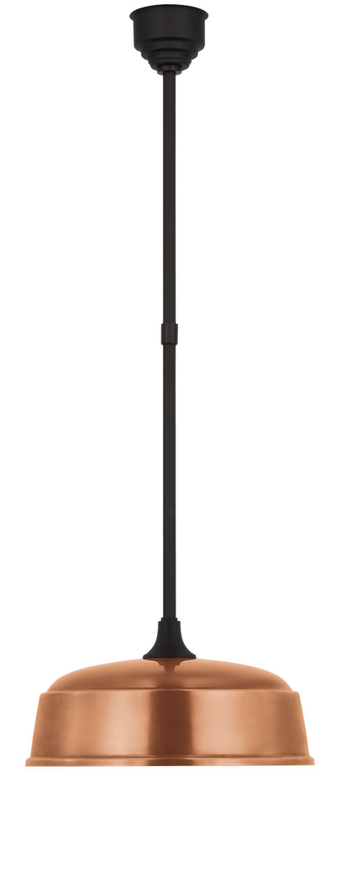 Academy Pendant in Matte Black with 16" Soft Copper Rockhouse Shade
