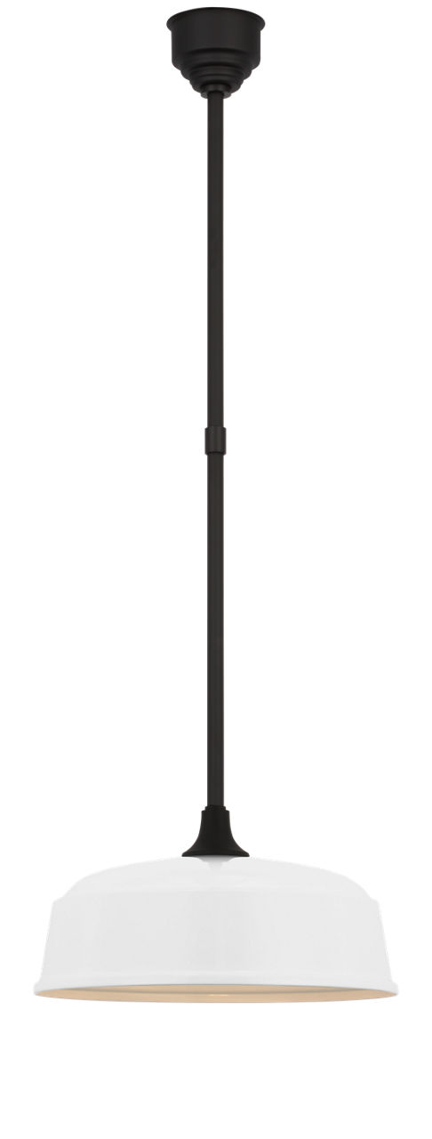 Academy Pendant in Matte Black with 16" White Rockhouse Shade