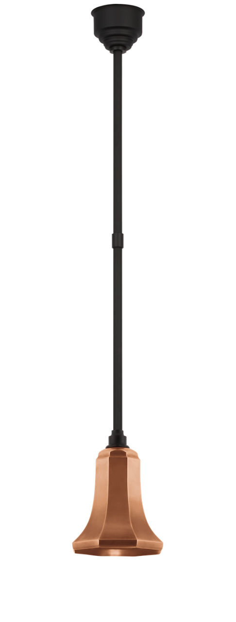 Academy Pendant in Matte Black with 7.5" Soft Copper Savannah Shade