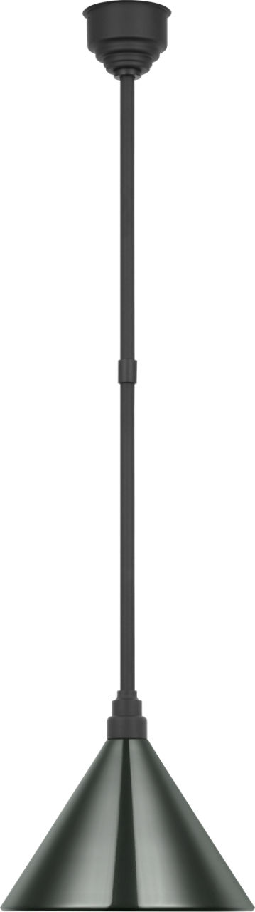 Academy Pendant in Matte Black with 12.5" Green Conical Savannah Shade