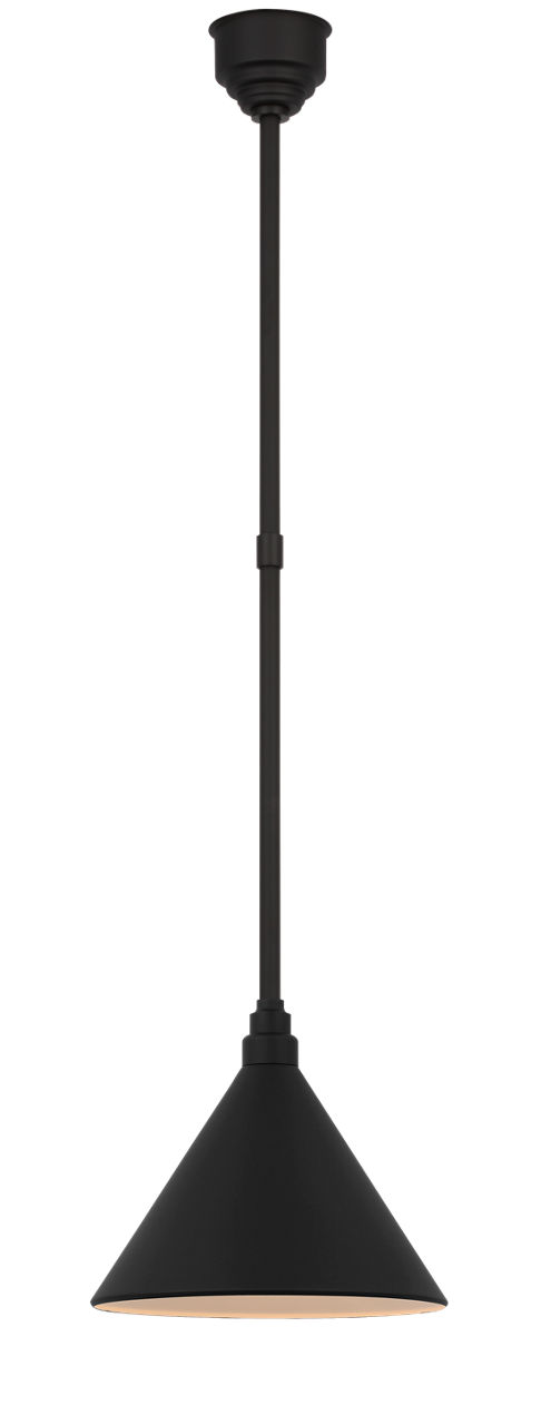 Academy Pendant in Matte Black with 12.5" Conical Savannah Shade