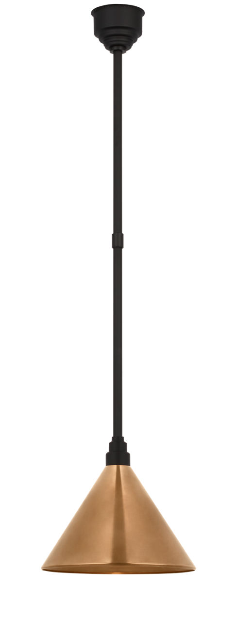 Academy Pendant in Matte Black with 12.5" Soft Copper Conical Savannah Shade
