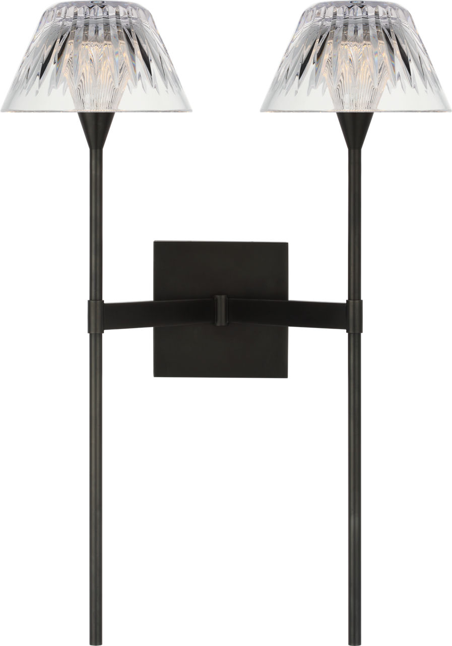 Blaze 19" 2 Light Tail Sconce in Bronze with Clear Crystal