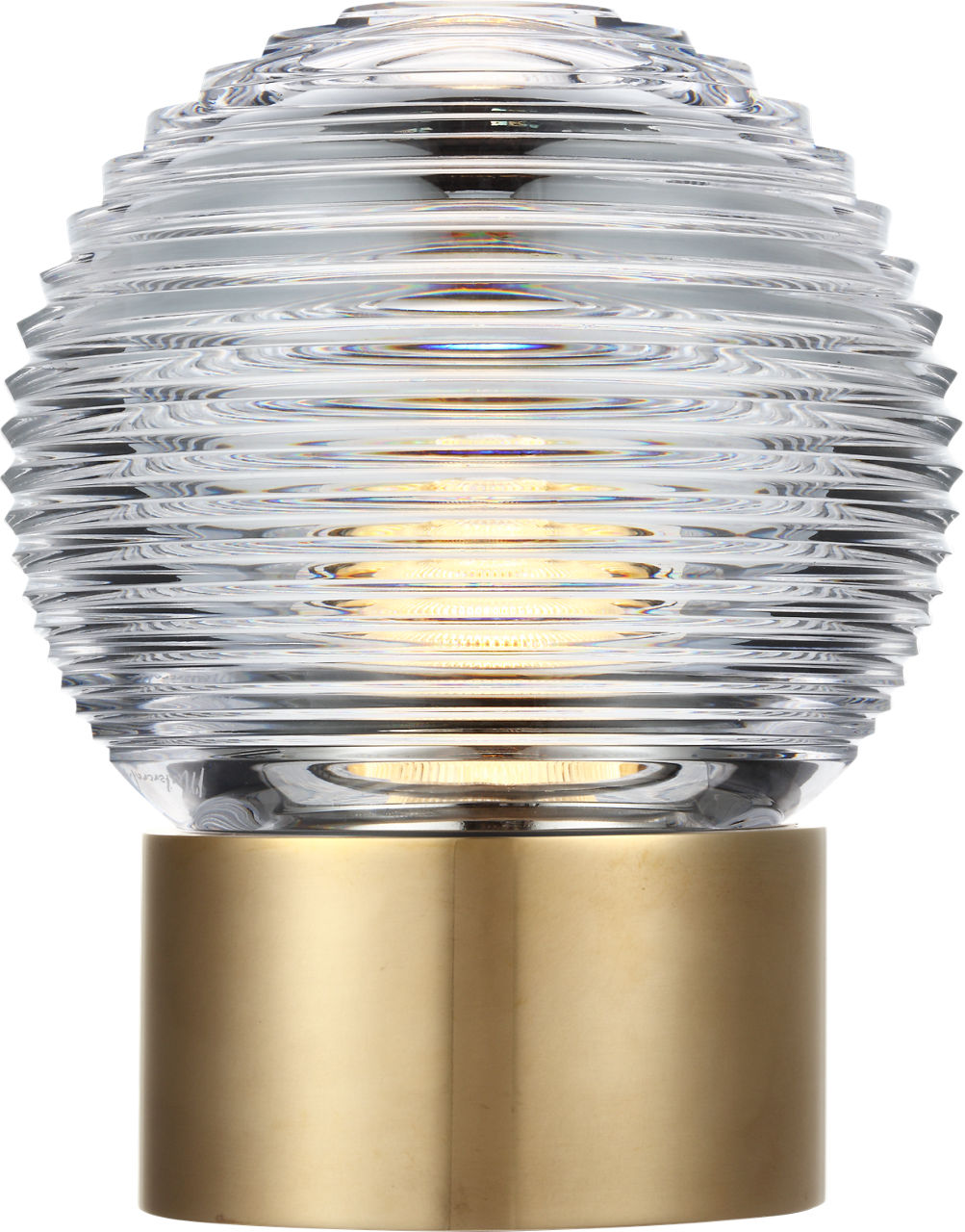 Circon 7" Rechargeable Accent Lamp in Natural Brass with Clear Crystal
