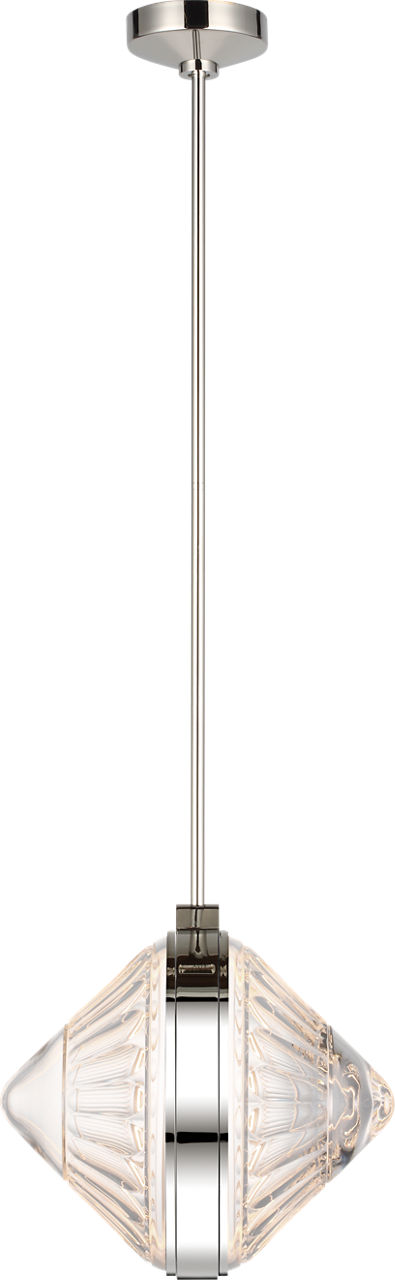 Copper Coast 15" Pendant in Polished Nickel with Olive Cut Clear Crystal