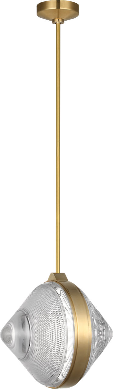 Copper Coast 15" Pendant in Natural Brass with Karo and Olive Cut Clear Crystal