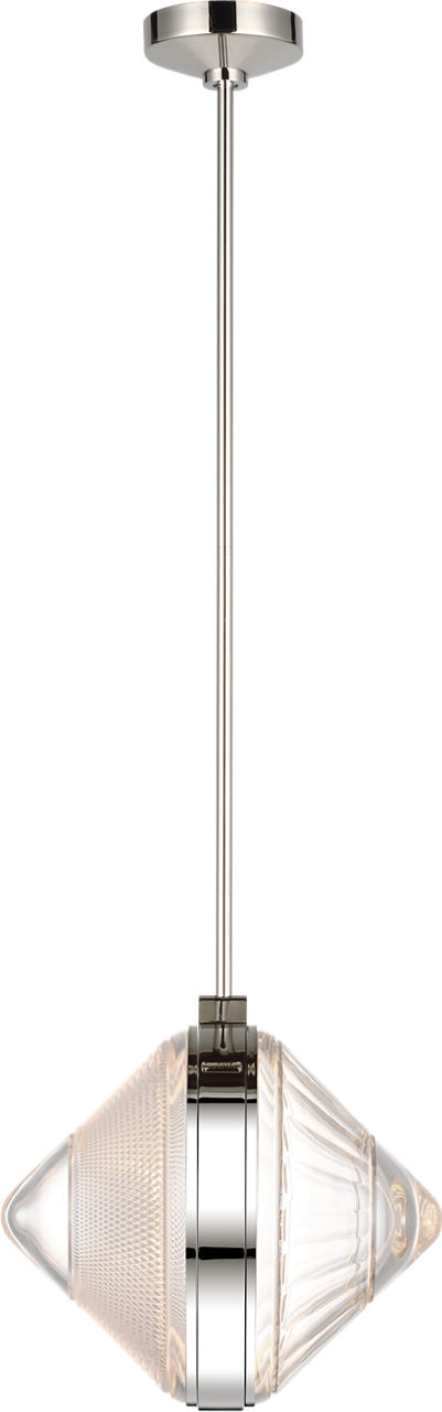 Copper Coast 15" Pendant in Polished Nickel with Karo and Olive Cut Clear Crystal