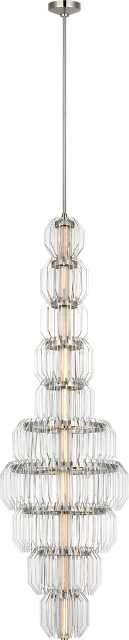 Killarney 19" Layered Entry Chandelier in Polished Nickel with Clear Crystal