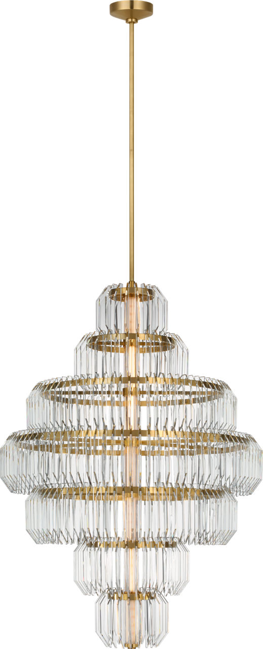 Killarney 32" Layered Chandelier in Natural Brass with Clear Crystal