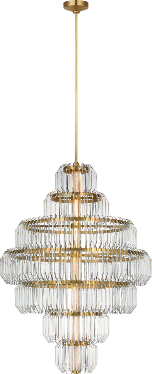 Killarney 32" Layered Chandelier in Natural Brass with Clear Crystal