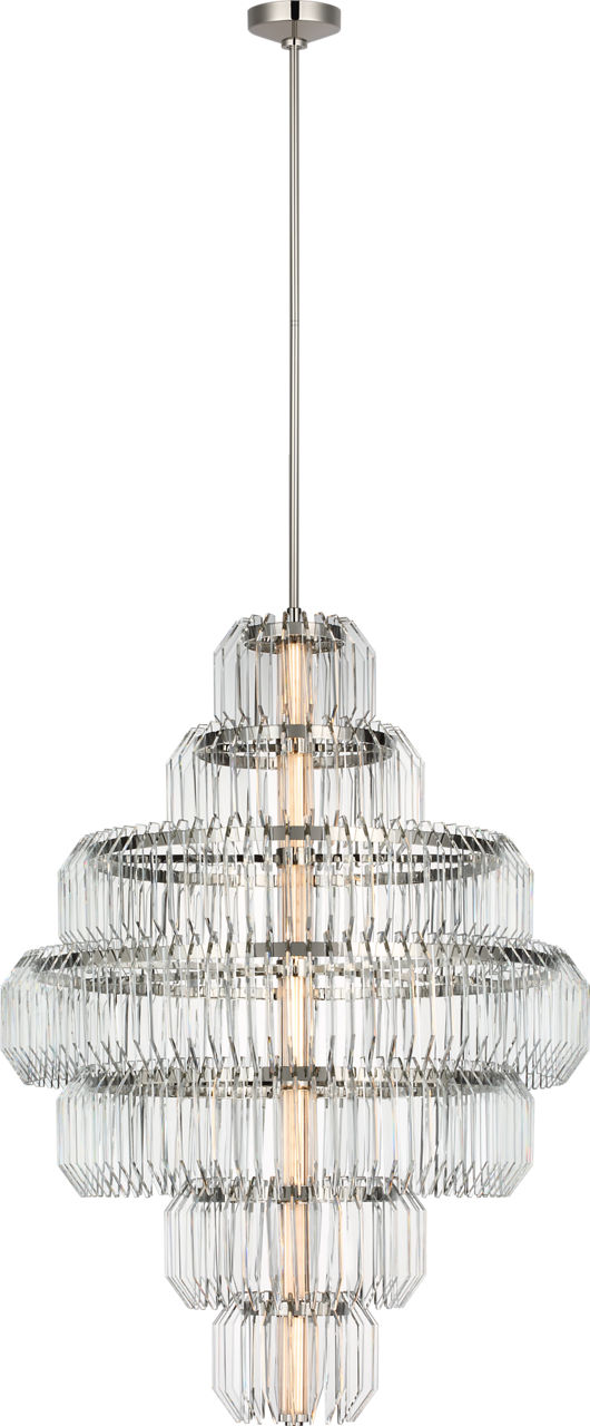 Killarney 32" Layered Chandelier in Polished Nickel with Clear Crystal