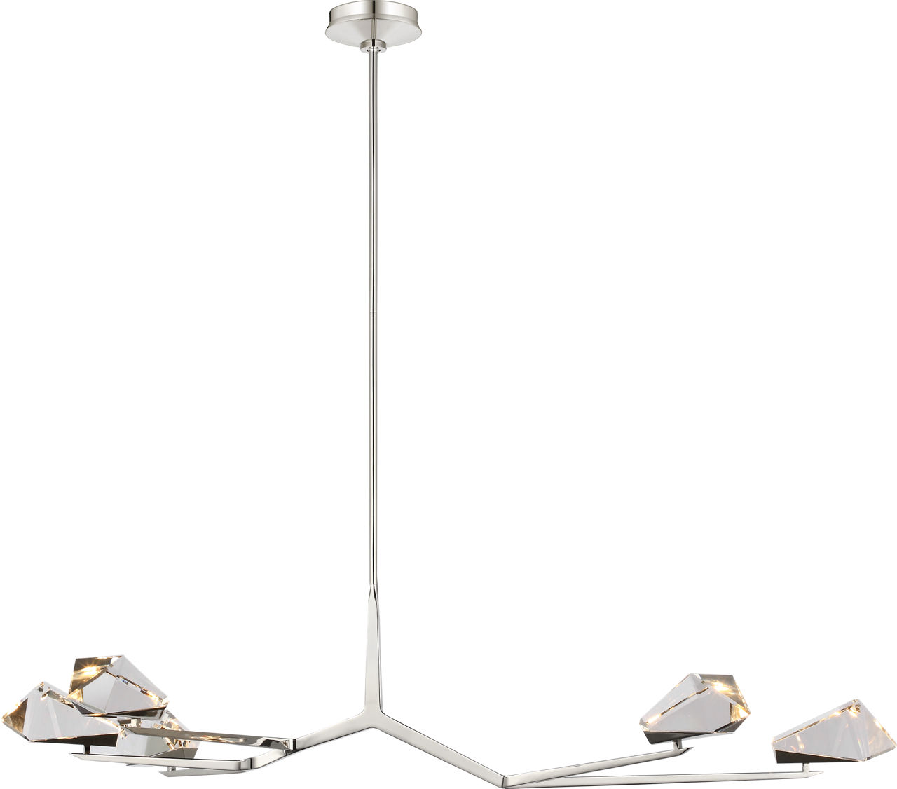 Carraig 53" 5 Light Chandelier in Polished Nickel with Clear Crystal