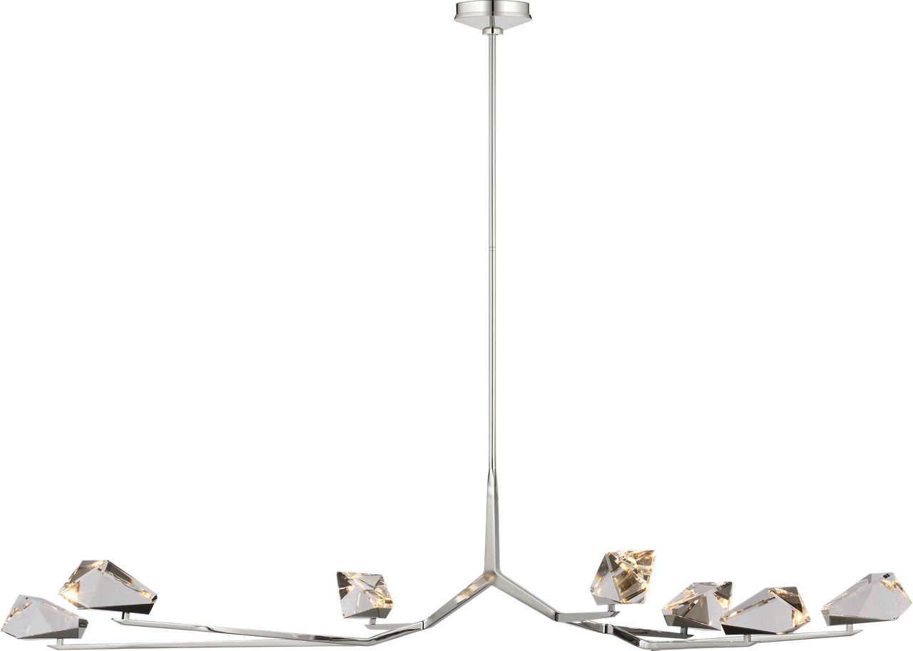 Carraig 65" 7 Light Chandelier in Polished Nickel with Clear Crystal