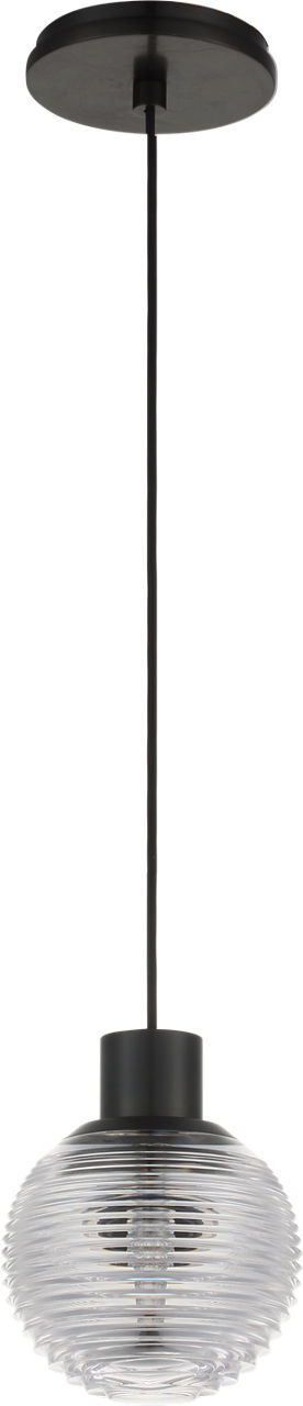 Circon 5" Mini Pendant in Bronze with Clear Crystal