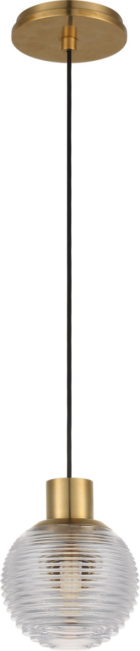 Circon 5" Mini Pendant in Natural Brass with Clear Crystal