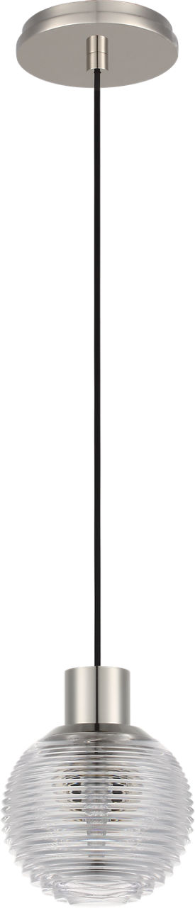 Circon 5" Mini Pendant in Polished Nickel with Clear Crystal