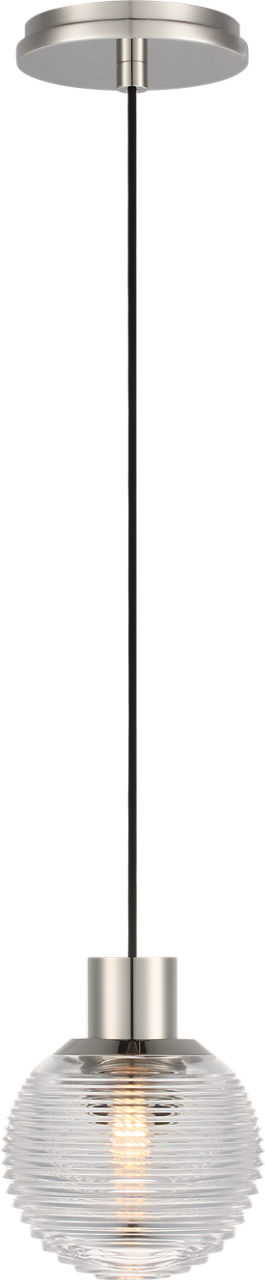 Circon 5" Mini Pendant in Polished Nickel with Clear Crystal