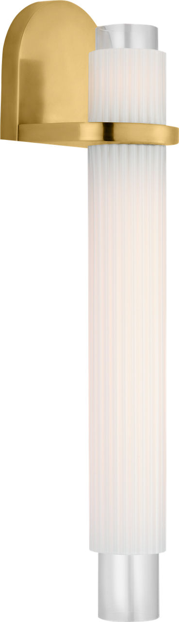 Arena 20" Sconce in Hand-Rubbed Antique Brass with White Ribbed Glass