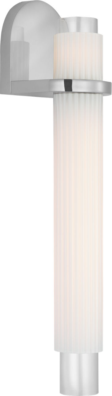Arena 20" Sconce in Polished Nickel with White Ribbed Glass