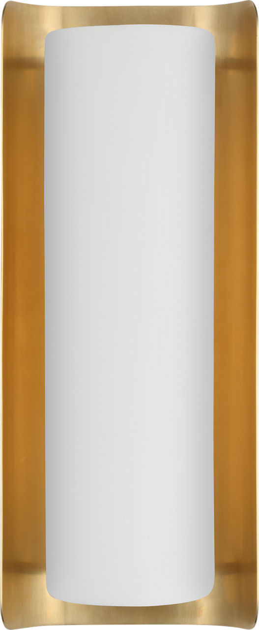 Penumbra 15" Sconce in Hand-Rubbed Antique Brass and White