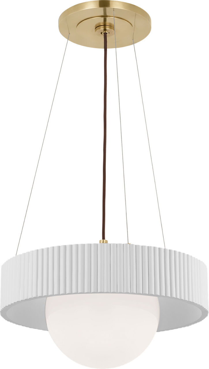 Arena 18" Ring and Globe Chandelier in Hand-Rubbed Antique Brass and Matte White with White Glass