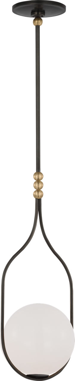 Jodo 9" Pendant in Bronze and Brass with White Glass