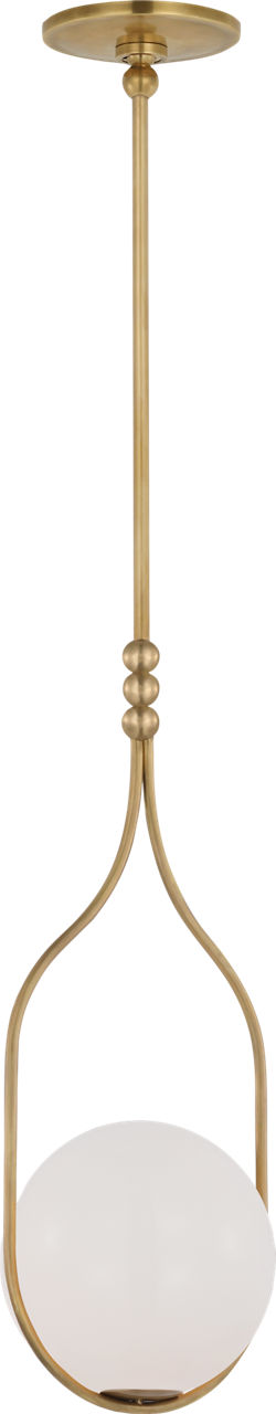 Jodo 9" Pendant in Hand-Rubbed Antique Brass with White Glass